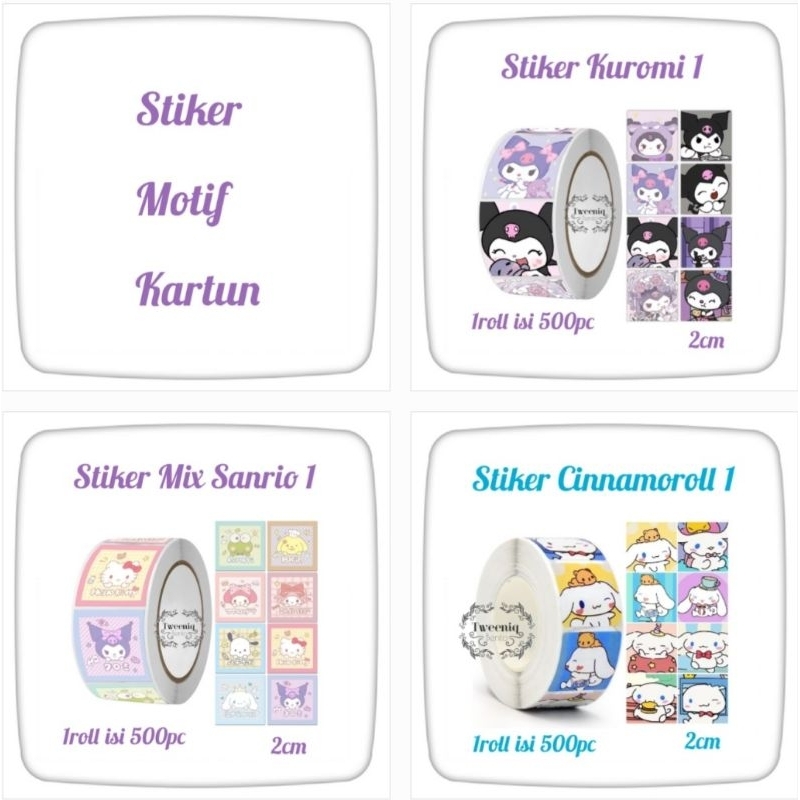 

Stiker karakter isi 500 pc motif kuromi cinnamoroll sanrio kartun lucu Cartoon sticker reward anak