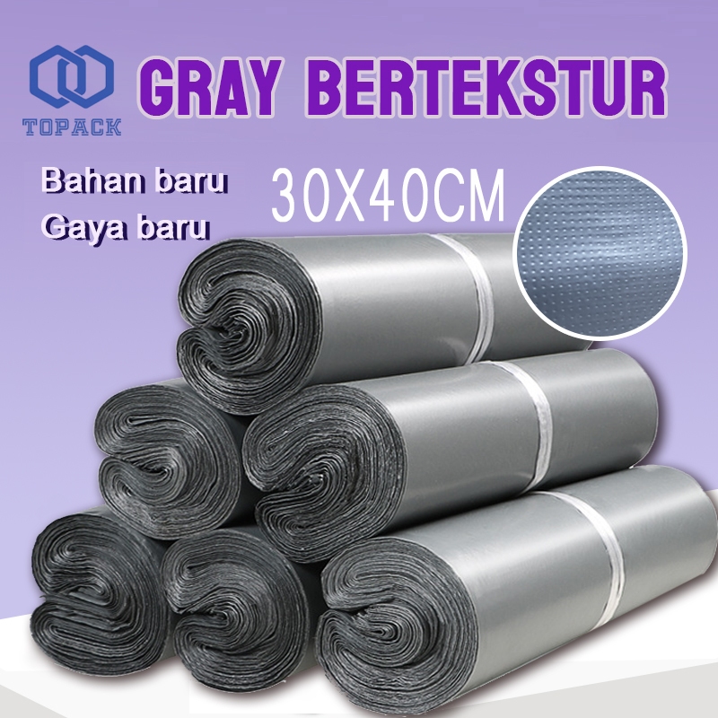 

Gray PO Bertekstur Pakaian polymailer 17X30 30X40 100 PCS plastic packing tahan air motif premium Anti Sobek Grosir