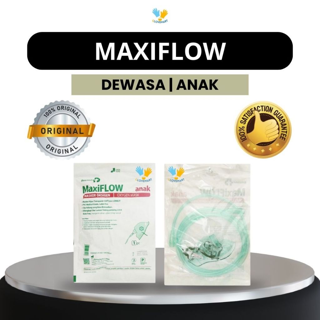 Maxiflow Dewasa / Oksigen Mask / Masker Oksigen / Oxygen Mask Adult / 02 Mask / Masker 02 / Face Oxy