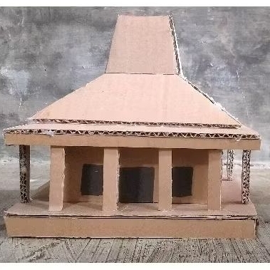 Prakarya Rumah adat Joglo Jawa Timur dari kardus