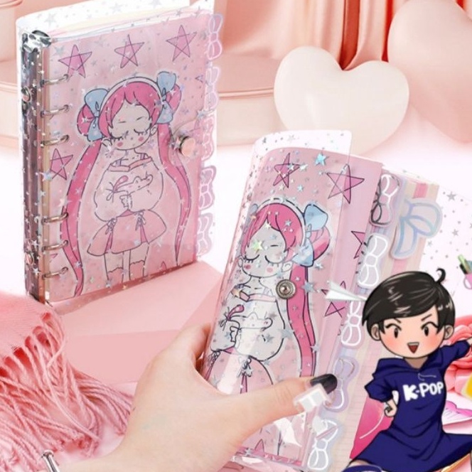 

KI3 A6 Set Binder Diary Tulis Cover Star Bintang Ribbon Edition
