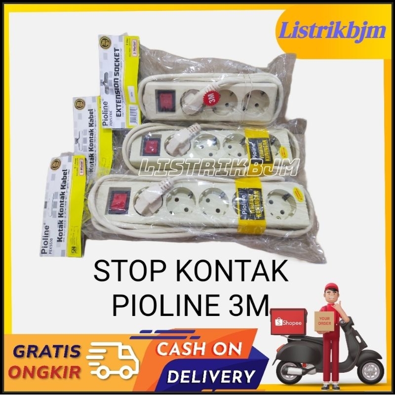 STOP KONTAK PIOLINE 3/4/5 LUBANG 3 METER