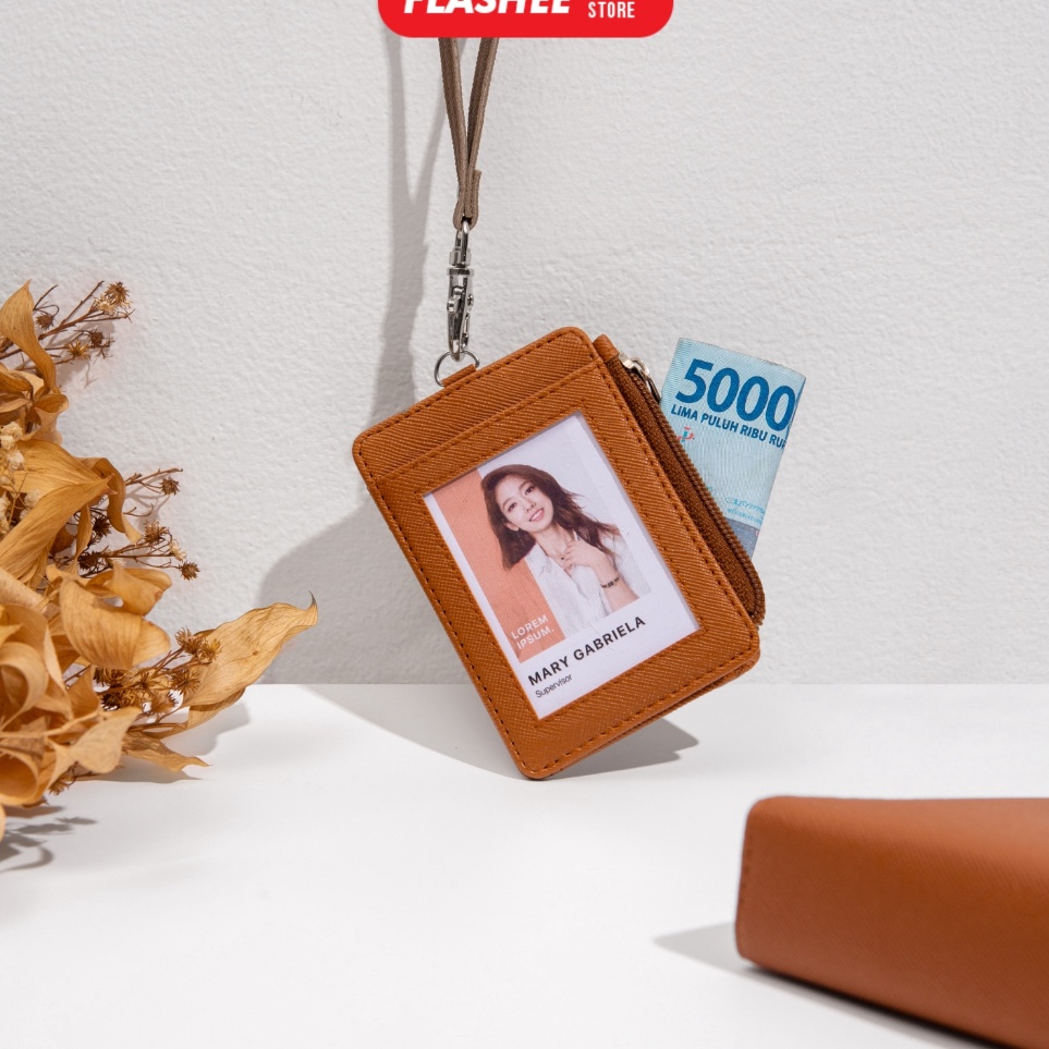 

Promo Termurah Flashee Lanyard Resleting Name Tag Seleting Riley Lanyard ID Card Holder Kulit Termurah PU Leather
