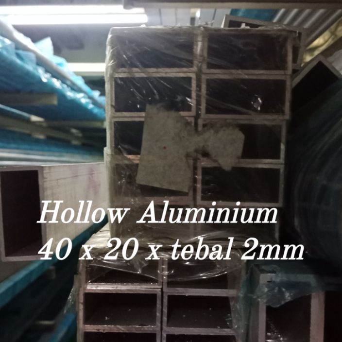 PROMO BRAND Hollow Aluminium 4 x 2 x tebal 2mm x 1  holo alumunium