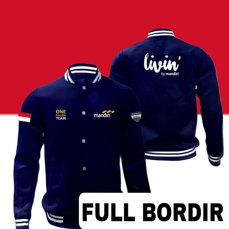 jaket BUMN mandiri Livin jaket baseball BUMN  mandiri Livin jaket BUMN bang mandiri seragam bang man