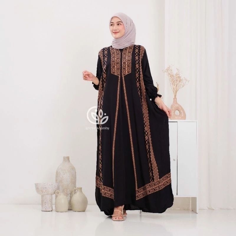 Kaftan Lily Dubai Serbia Rayon Premium Busui super Jumbo Dress Wanita Nyaman