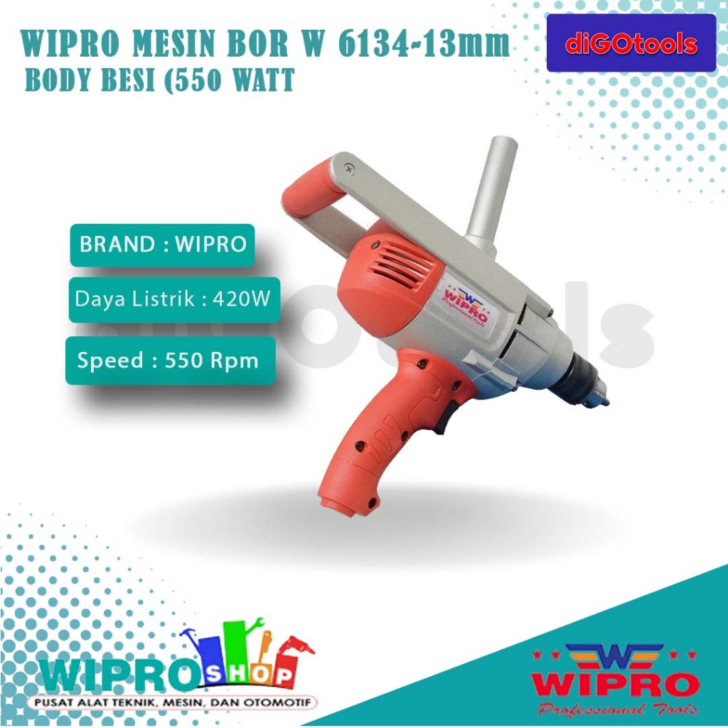 Wipro Mesin Bor Listrik Bodi Besi Wipro W6134B - BOR LISTRIK HEAVY DUTY