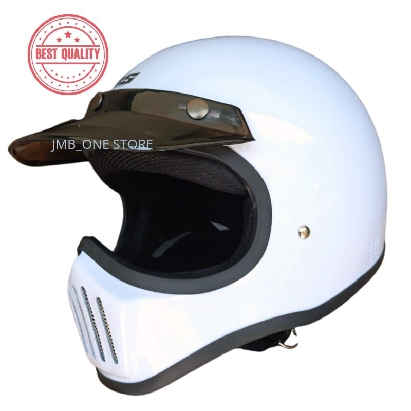 HELM CAKIL POLOS FULL FACE PRIA WANITA RETRO KEREN