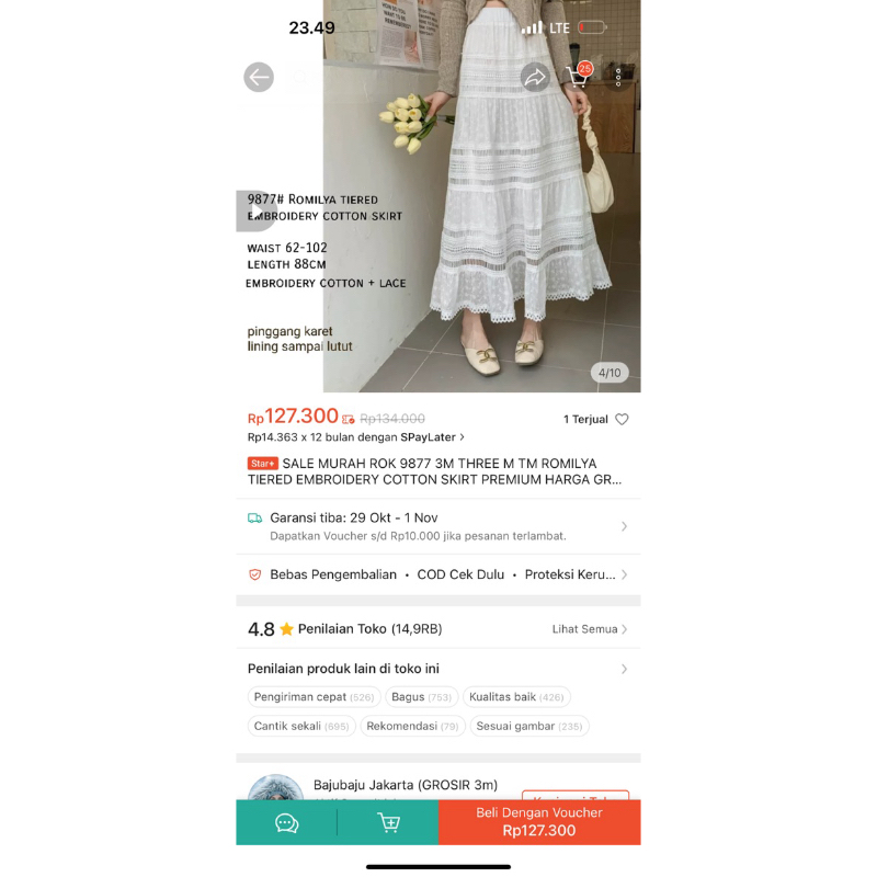 bohemian skirt putih midi