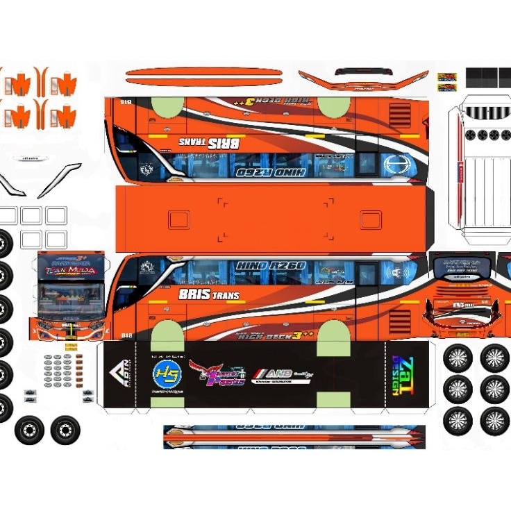 FASH SALE lembaran papercraft bus Bris trans tuan muda dan Casper laminasi non laminasi skala 5