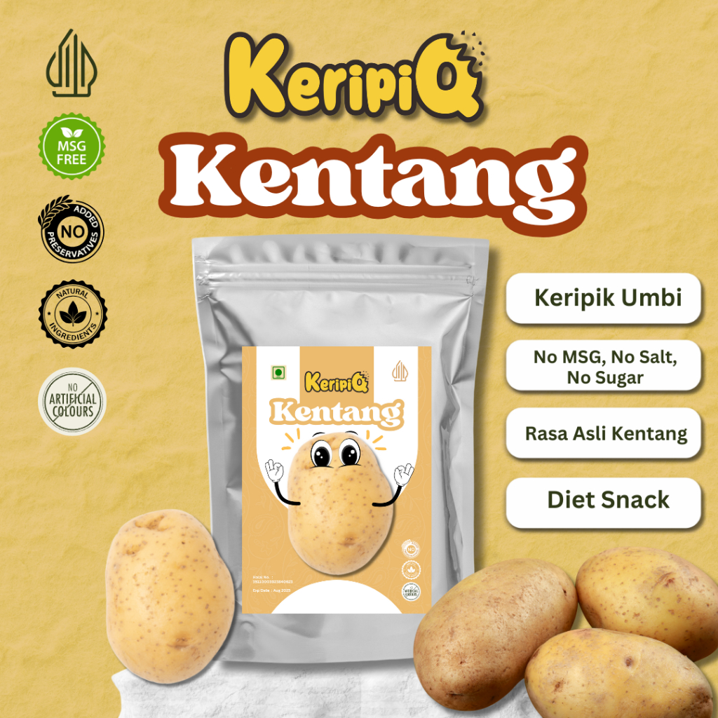 

KeripiQ Kentang 50gr Manis dan Renyah Keripik Sayur Camilan Rendah Kalori Tanpa MSG