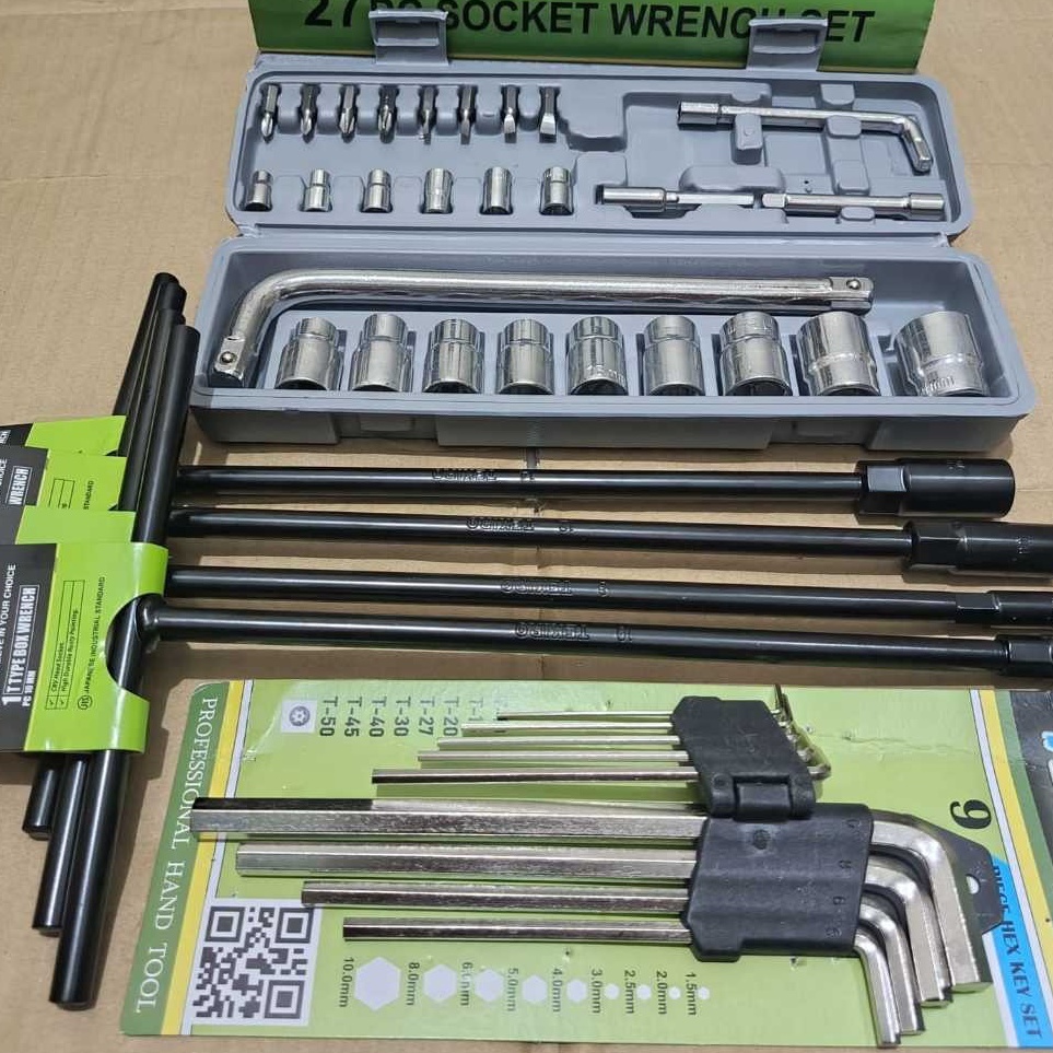 Paket Promo  Promo Kunci T Set Tekiro 811214  Kunci Sok 27Pcs Victory  Kunci L Panjang Set 9 Pcs  Pa