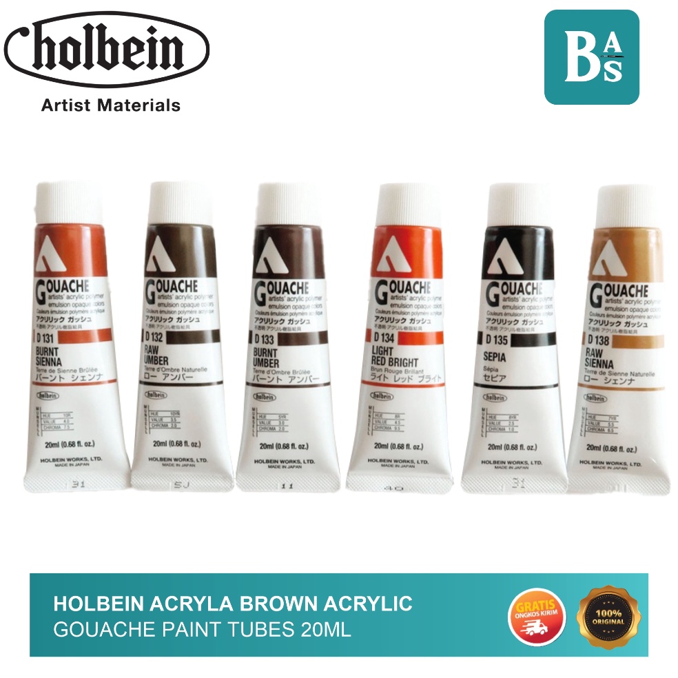 

KODE C79C Holbein Acryla BROWN Acrylic Gouache Paint 2ml
