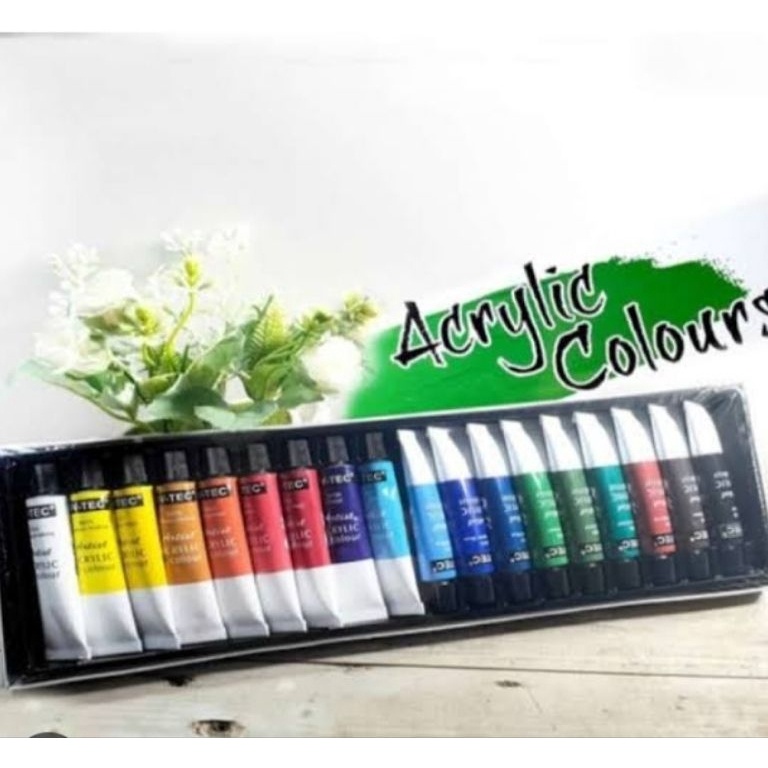 

KODE F53L Vtec Acrylic set 18 Cat Acrylic Colour Paint set 18warna 6ml Cat lukis akrilik VTEC