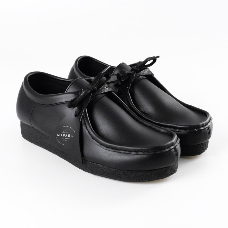 Sepatu Kasual Pria Wallabee Shoes Clark Spatu Chunky Pantopel Uni Hitam