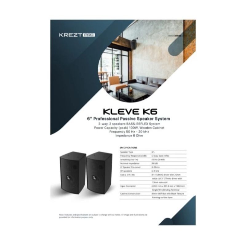 Speaker Pasif KREZT KLEVE K6 Speaker 6 inch ORIGINAL