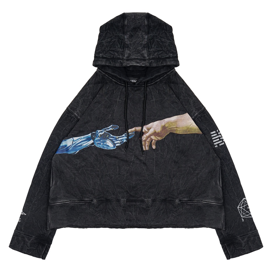 Moxie Hoodie Crop Washed Unfinish Oversize Touch