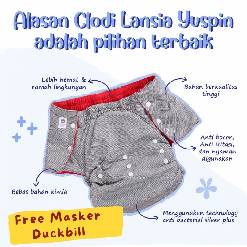 Clodi Lansia Yuspin | Clodi Manula + Insert | Popok Kain Dewasa | Pampers Cuci Ulang Jumbo | Diapers