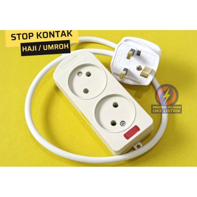 Stop Kontak Colokan Listrik Haji/Umroh Kabel Extension Kaki 3 2Lubang 3Lubang 4Lubang 5Lubang