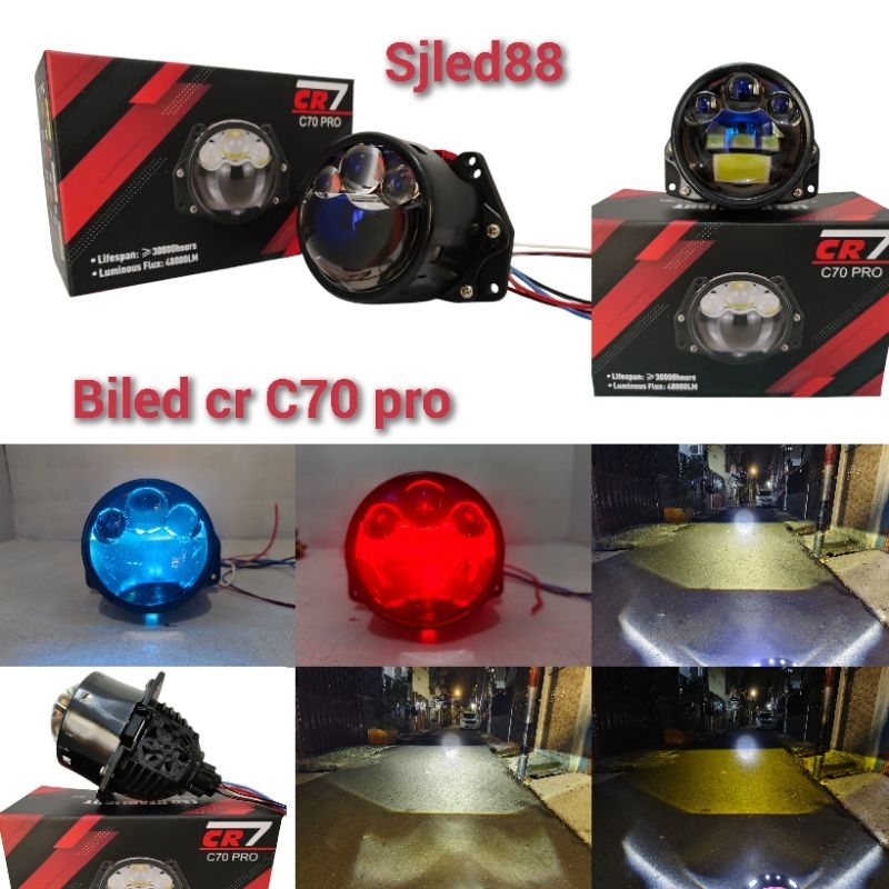 lampu utama biled CR7 C70 PRO - Biled 3inc Blue Lens