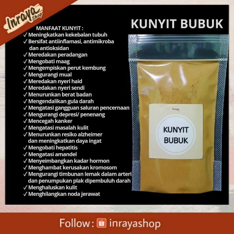 

KUNYIT BUBUK 50 GRAM - MURNI TANPA CAMPURAN - RIMPANG - REMPAH JSR