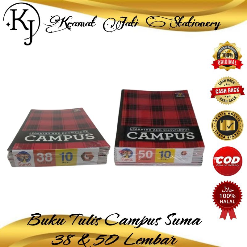 

Buku Tulis Panjang/Buku Tulis Besar Campus Suma 38 & 50 Lembar Isi 10 Buku (1 Pack)
