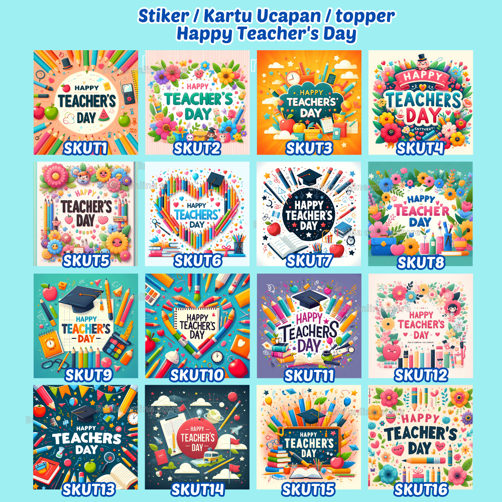 

Label Sticker Stiker Selamat Hari Guru Happy Teachers Day Kartu Ucapan Topper dekorasi kado buket kemasan hampers hadiah bucket bunga snack gift tag hangtag design terbaru hiasan dus box mika packaging wrapping parcel bingkisan label Piala