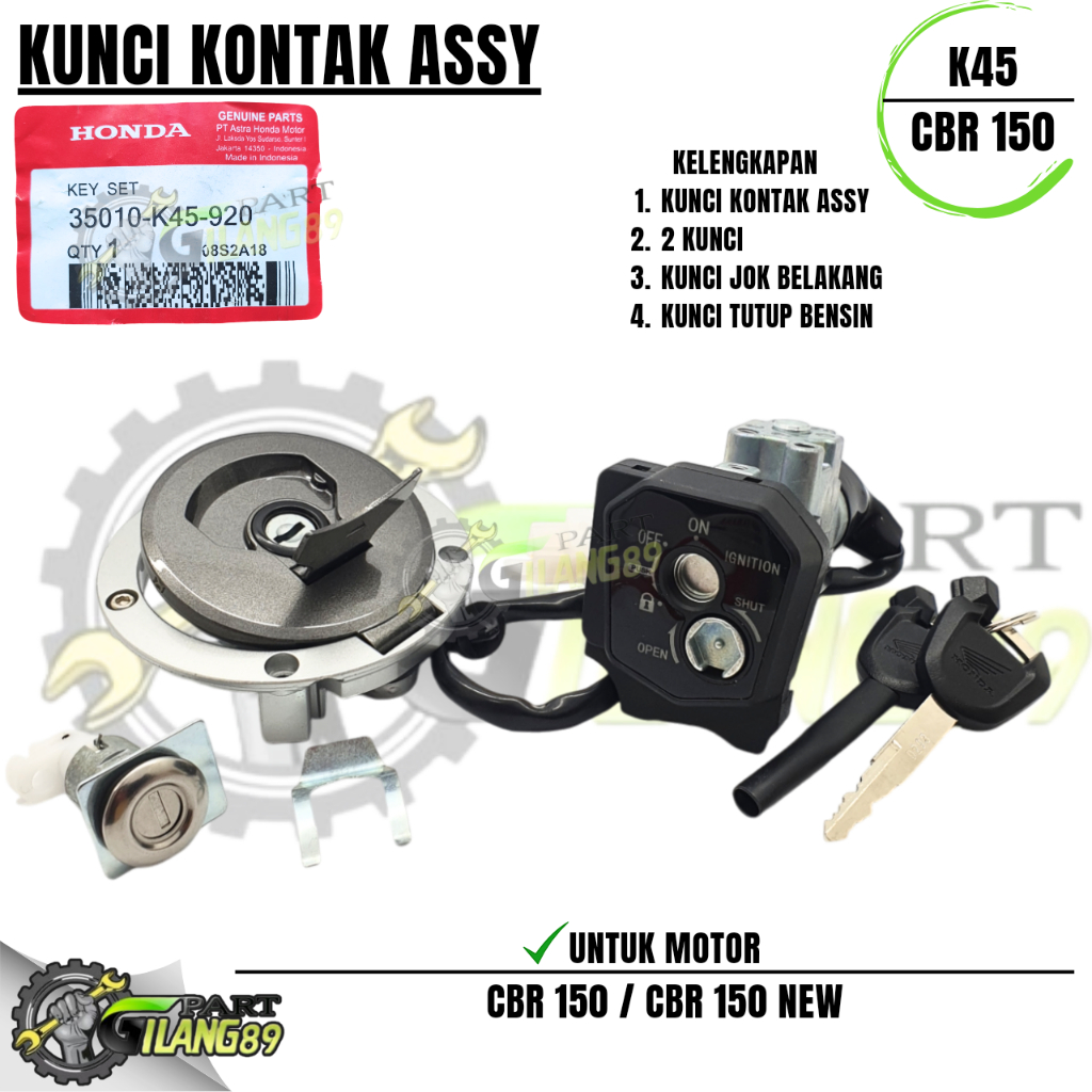 KUNCI KONTAK KEY SET CBR150 ORIGINAL / CBR 150R KODE K45 2014