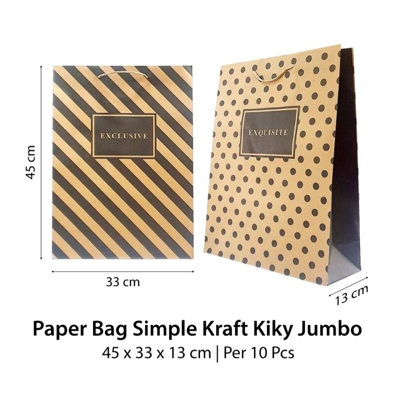 

PAPER BAG SIMPLE KRAFT KIKY JUMBO 33x13x45cm / KANTONG KERTAS (10 PCS)