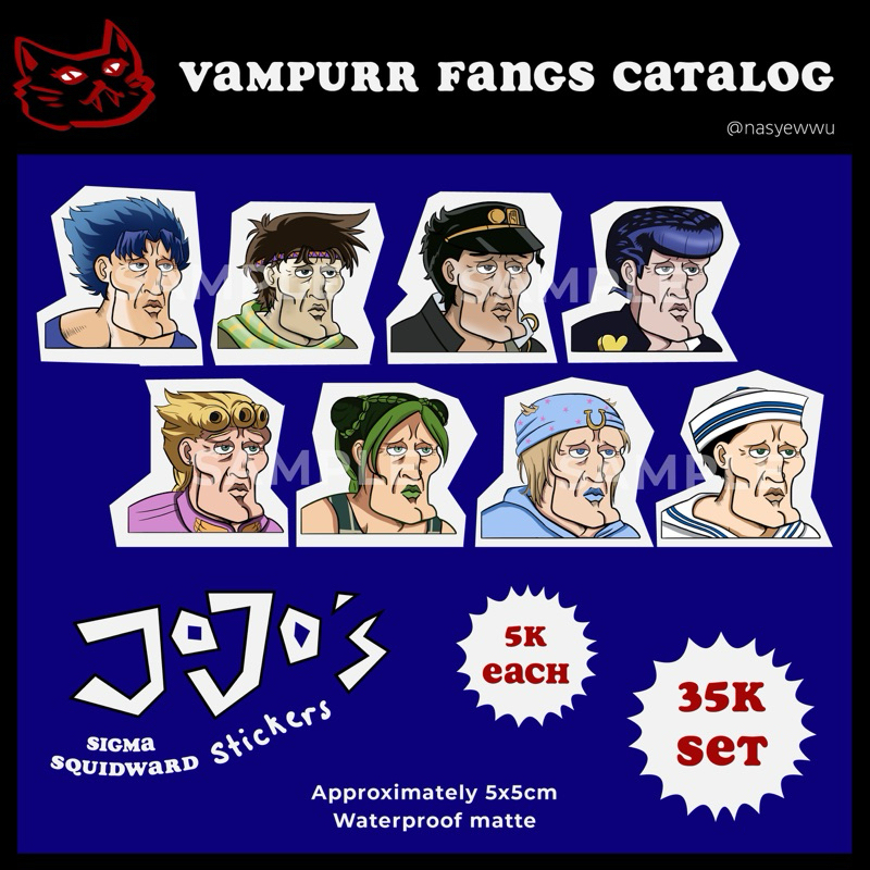 

Jojo's Bizarre Adventure stickers waterproof vinyl matte part 1-8 JJBA merch original art