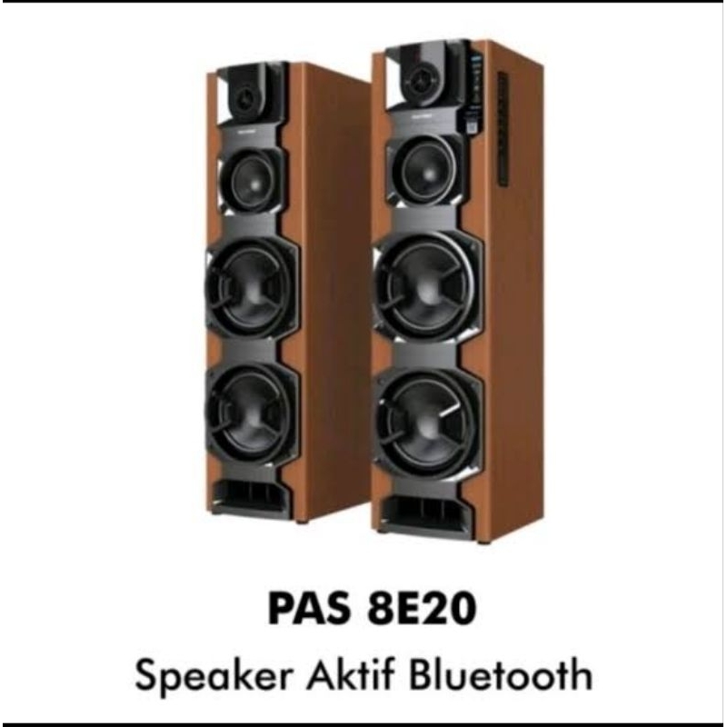 SPEAKER AKTIF POLYTRON PAS 8E20/M 8E20 PAS8E20 /M COKLAT KAYU WOODEN BLUETOOTH GARANSI SUPER BASS US