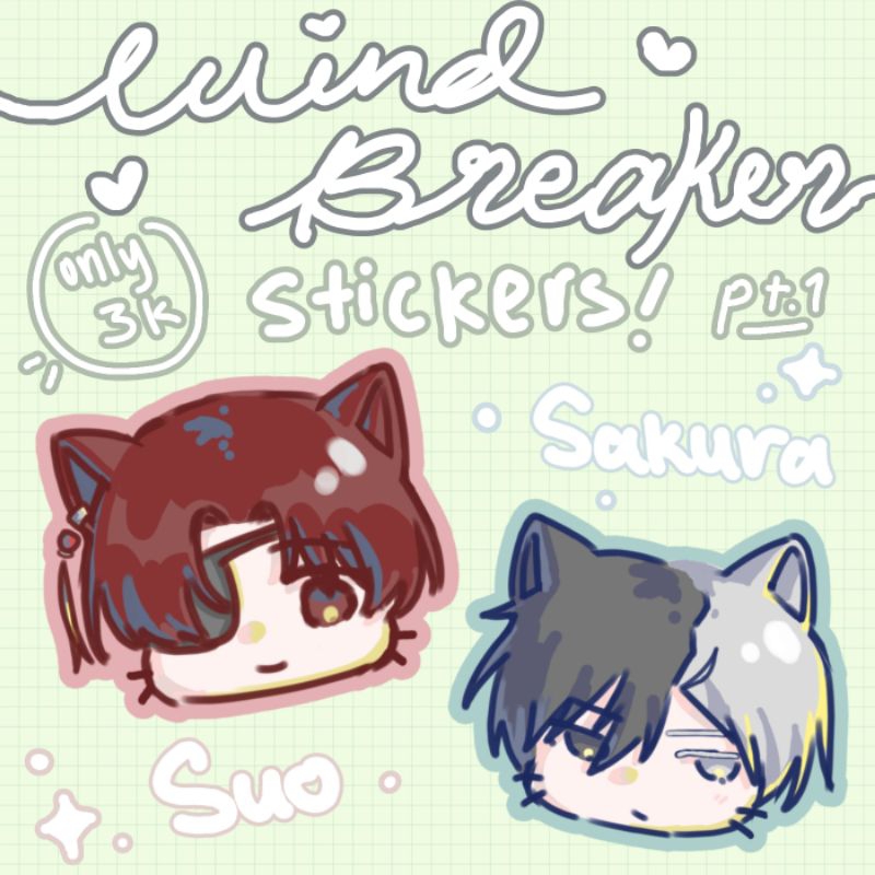 

*ﾟ⁠+ Wind Breaker Suo Sakura Tiny Bitty Stickers ✧