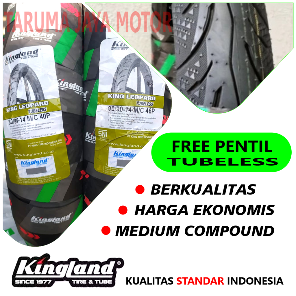 Paket Sepasang Ban Matic KINGLAND Leopard Tubeless Motor Scooter Matic Beat Vario Scoopy Ring 14
