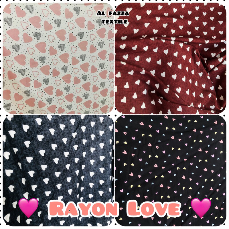 1/2 Meter Kain Rayon Motif LOVE / Kain Katun Rayon / Katun Rayon Viscose / Kain Meteran