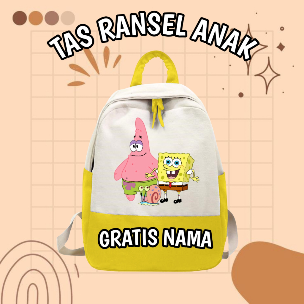 TAS RANSEL ANAK SEKOLAH TK SD MOTIF SPONGEBOB