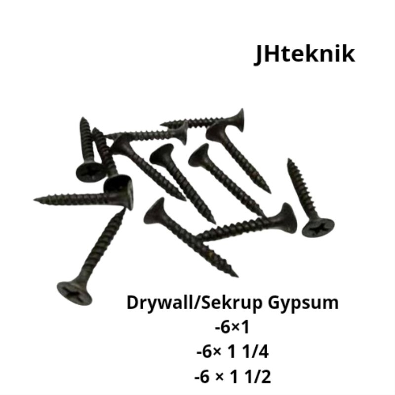 JHTeknik Skrup Sekrup Gypsum Gipsum 6x1, 6x 11/4,6 × 1 1/2/ Sekrup Plafon,Sekrup Gypsum