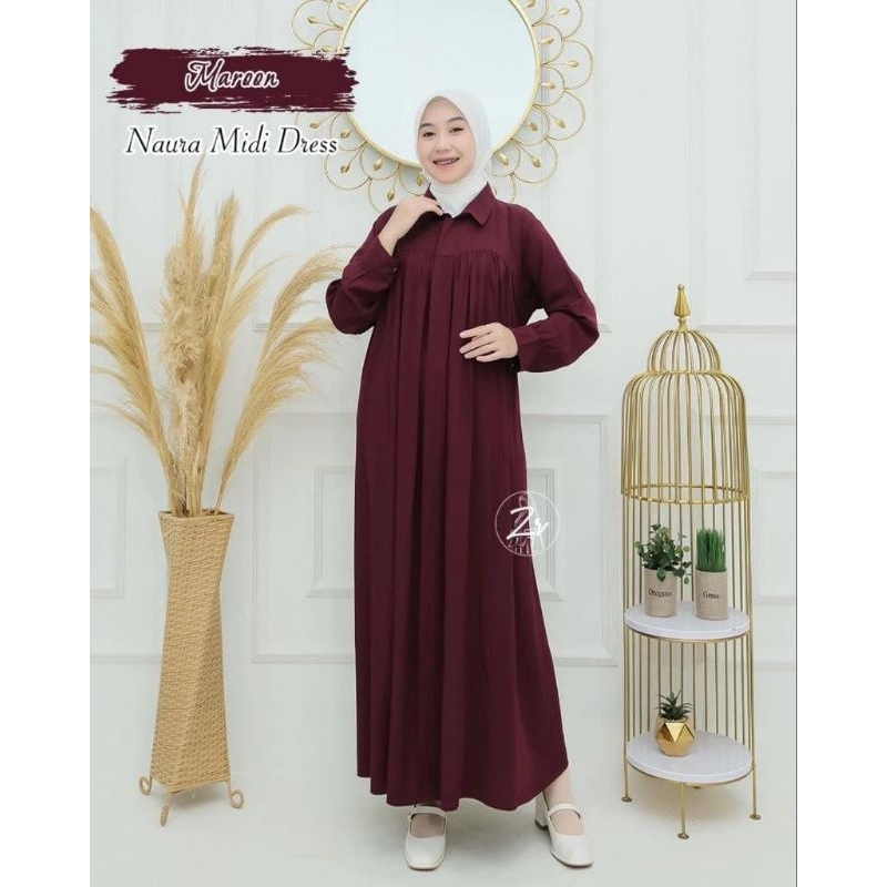 DRESS MIDI NAURA HAFSAH BY ZR KEKINIAN OOTD REMAJA FASHION TERBARU
