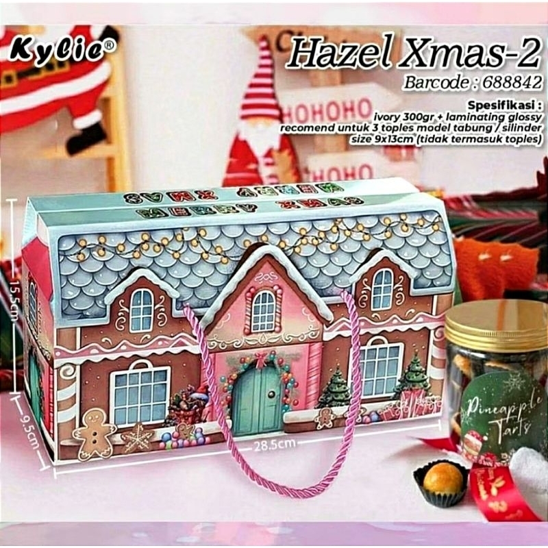 

Christmas Jar Gift Box Toples Kue Kering Natal Dus Packaging Kotak Hampers Natal Muat 3 Toples