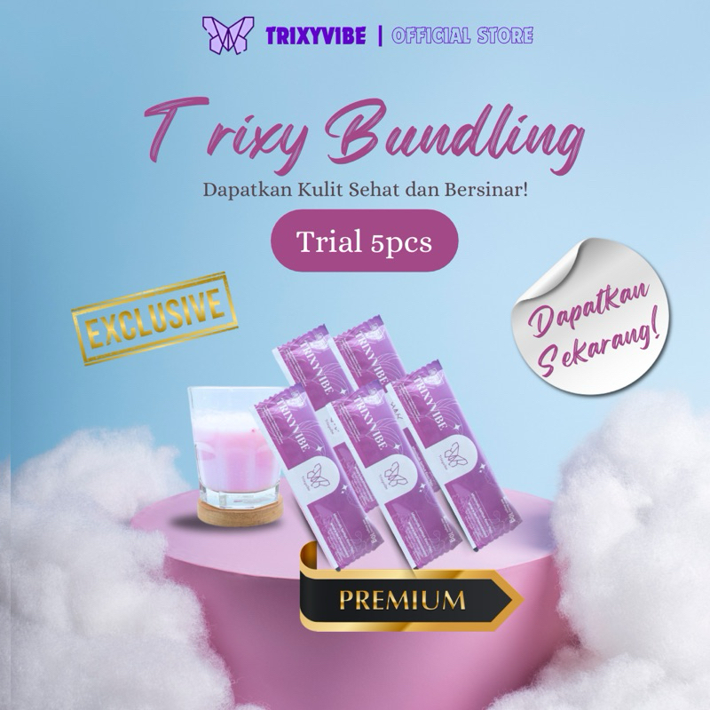 TRIXYVIBE PAKET COBA DULU 5PCS FISH COLLAGEN 10.000mg w/ L-GLUTATHION 500mg // WS GLOW WHITENING Day