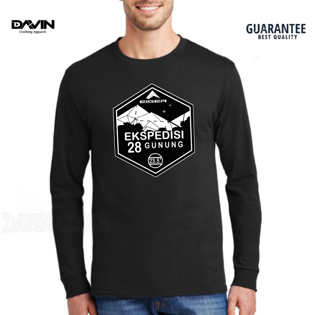 Kaos Pria Baju Tshirt Lengan Panjang Hiking Outdoor Ekspedisi 28 Gunung