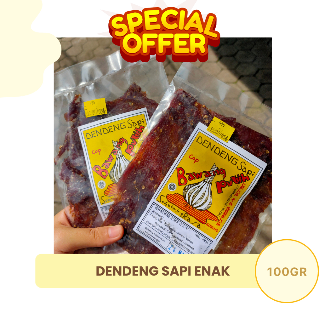 

Dendeng Sapi cap Bawang Putih - DAGING KERING LAUK enak manis/ dendeng enak 100gr