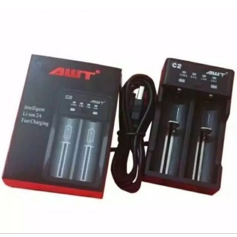 Charger Batrai 18650 Awt C2 Charger 2 Slot Awt C2 / Charger C2
