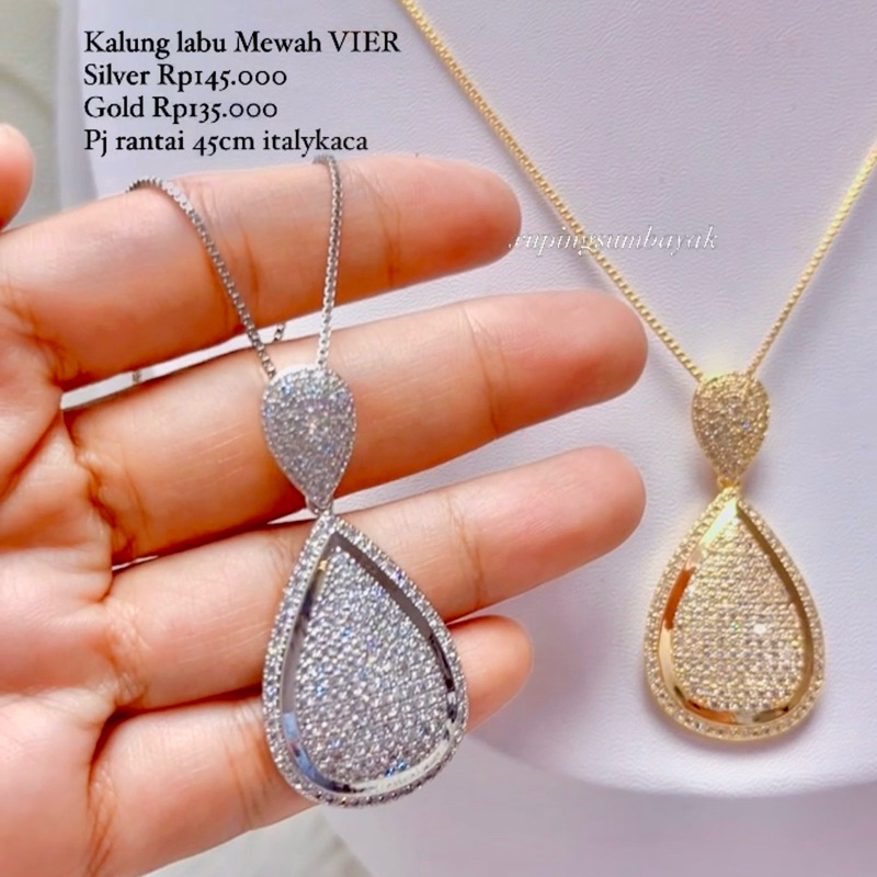 Kalung lapismas model labu besar premium high style. kalung titanium rodhium tembaga cuping lapismas