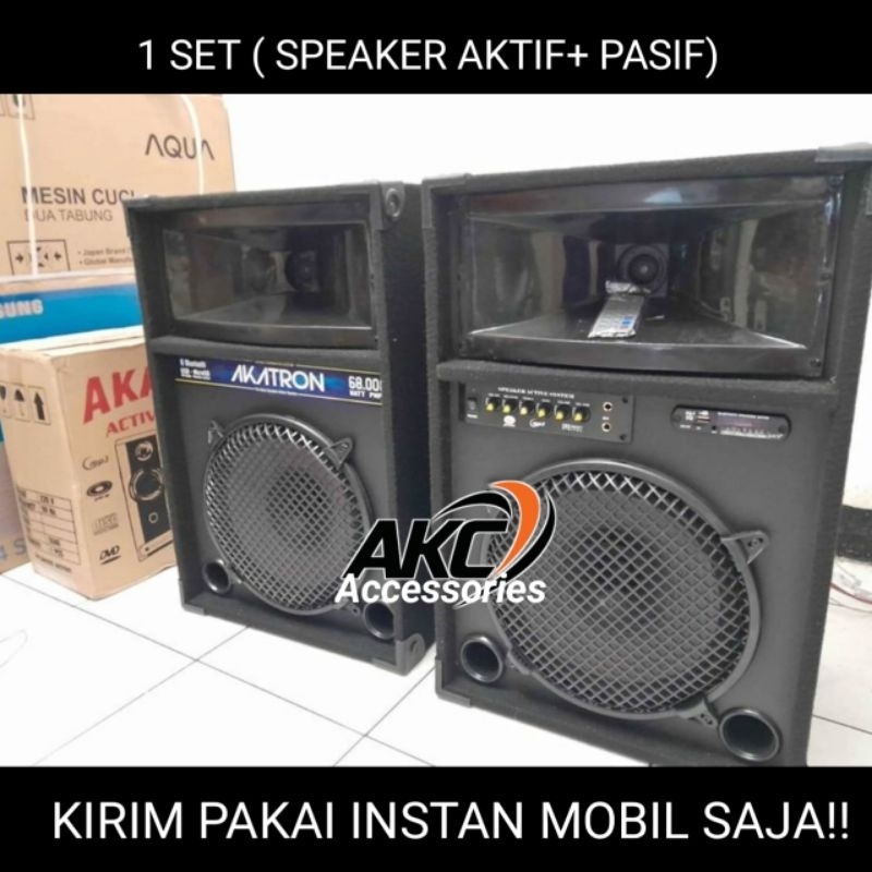 SPEAKER AKTIF AKATRON 12 Inch Subwoofer 12" Karaoke Sudah Bluetooth 1SET SPEAKER