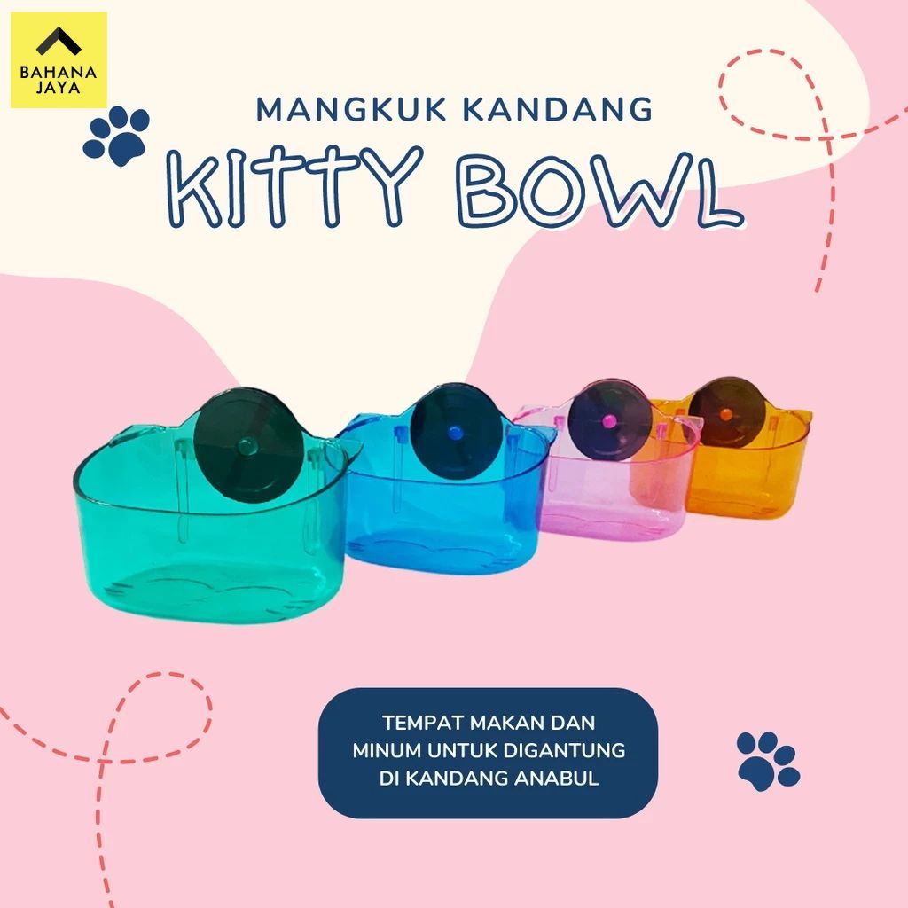 Tempat Makan Gantung Kandang Kucing Anjing Hewan Single Kitty Transparant Bowl - Mangkuk Makan Jepit