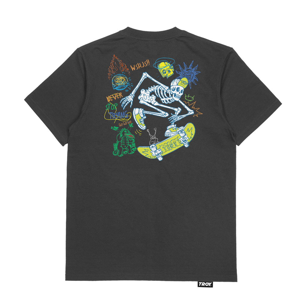 Troy Company Tshirt Dark Grey Naver Stop Trying - Kaos Lengan Pendek Kaos Abu Gelap MTD 2793