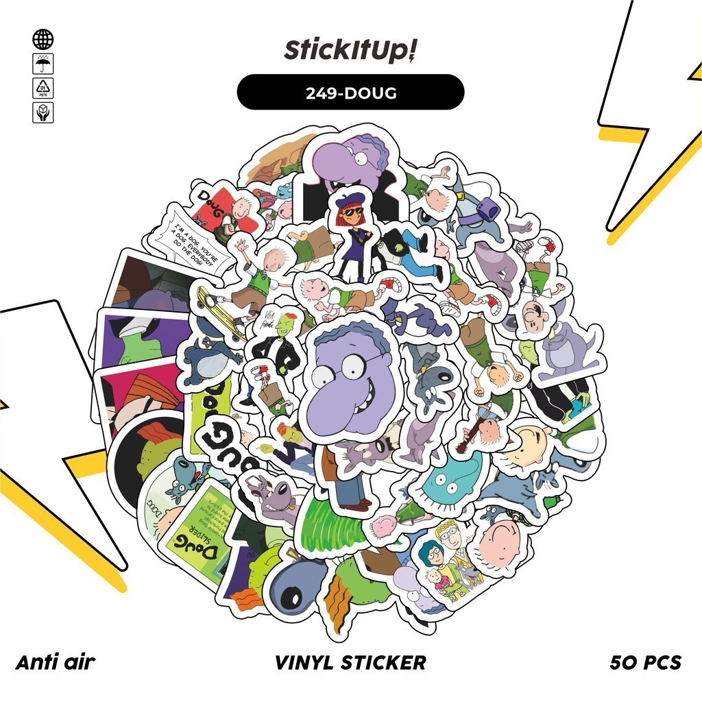 

COD100 Pcs Stiker Kartun Doug Lucu Keren Anti Air Untuk Dekorasi Notebook Sepeda Skateboard Handphone DIY