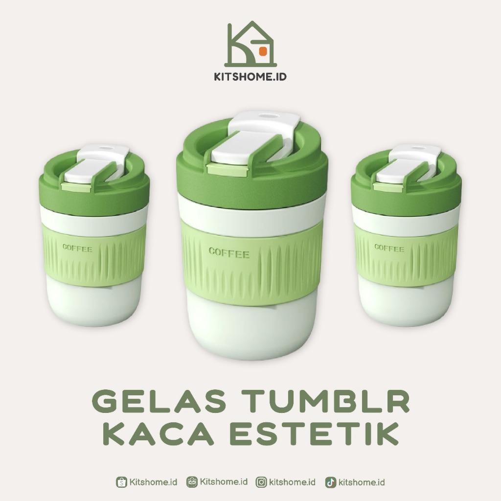 GELAS TUMBLER AESTHETIC TANPA BOX / GELAS SUSU KACA 500 ML