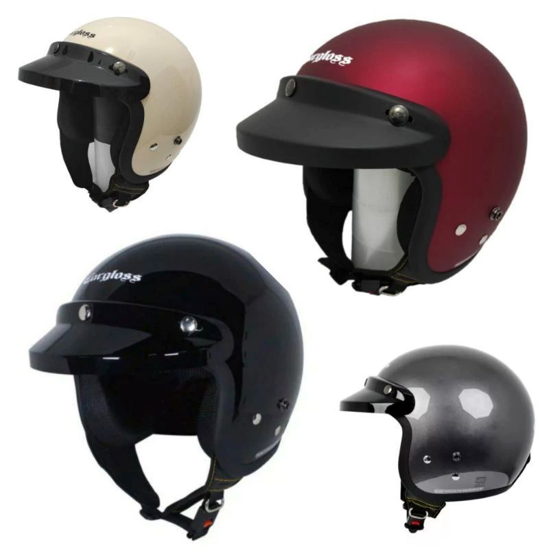 Helm Bogo Dewasa Full Leher Retro Classic SNI Kaca Datar Silver Kaca Datar Pelangi Untuk Pria Dan Wa