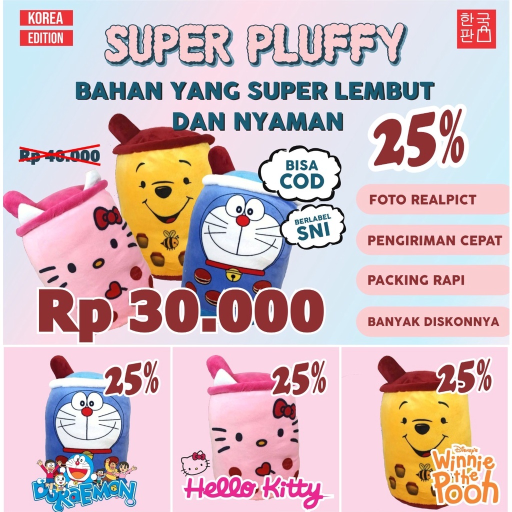 Boneka Boba Karakter Doraemon Hello Kitty Winnie the Pooh